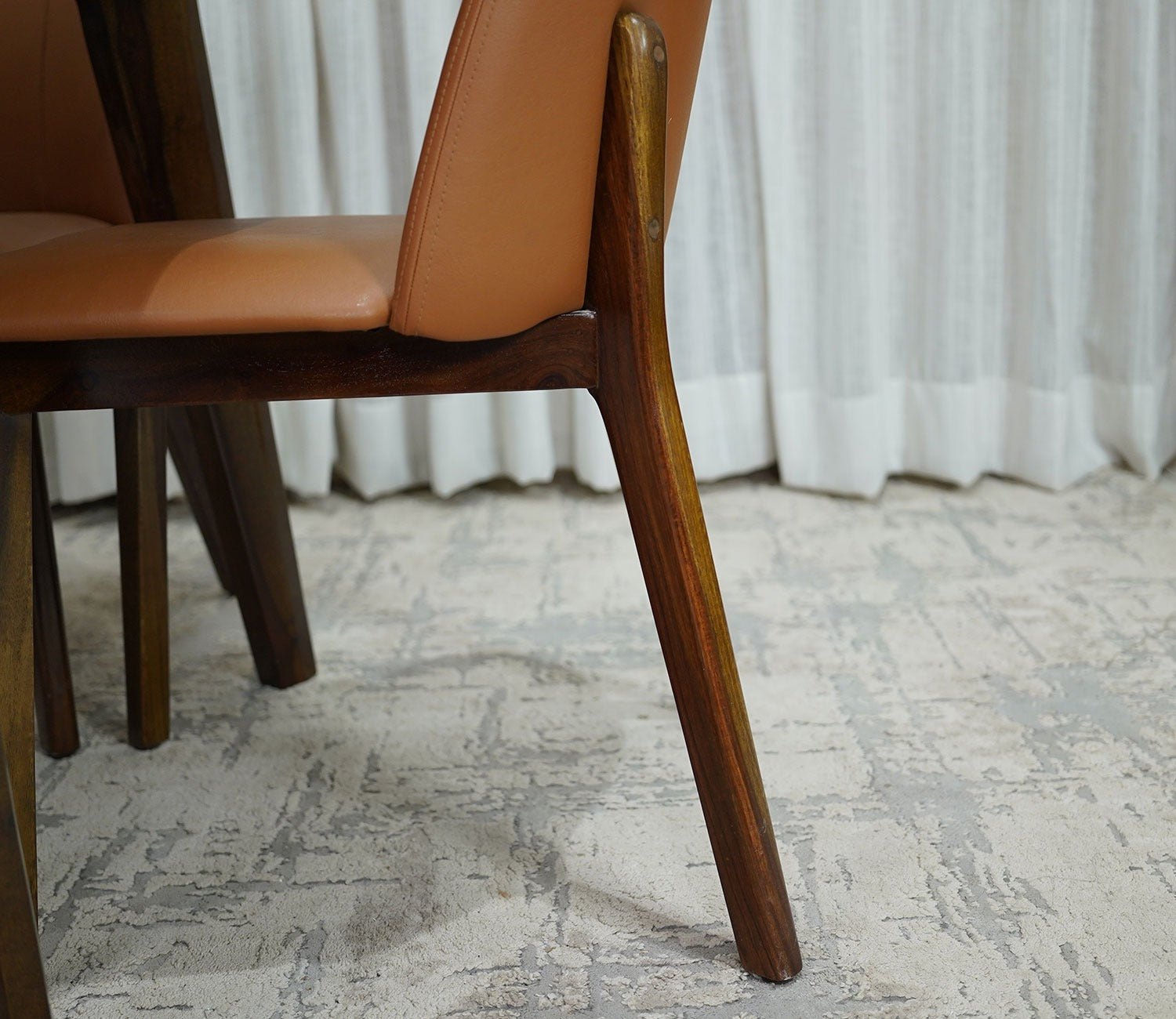 Fressia Fabric Dining Chair (Walnut Finish, Ginger Bread)