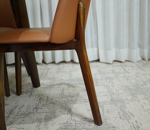 Fressia Fabric Dining Chair (Walnut Finish, Ginger Bread)