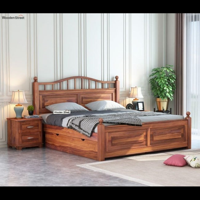 Trueliving Luxurious romantic Dark bed Laminated Finish & PU Finish 6Ft *6Ft *1Ft