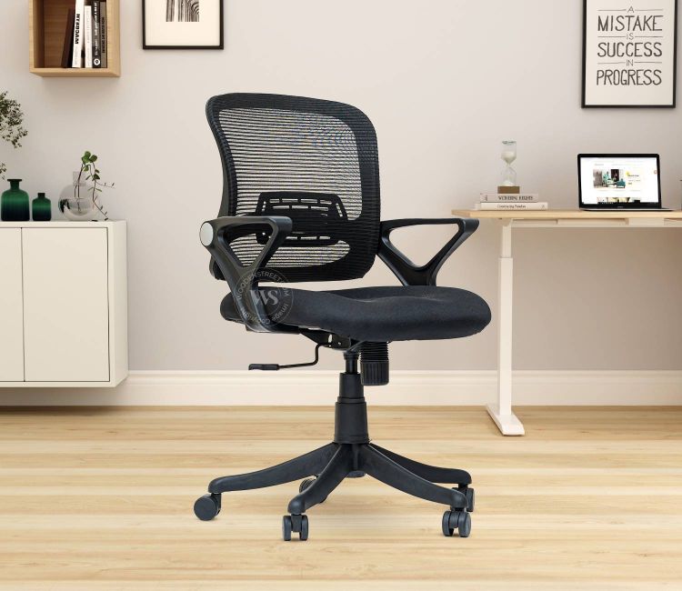 Strydom High Back Mesh Ergonomic Office Chair With Comfortable Seat, Synchro Mechanism & Durable Nylon Base (Black)