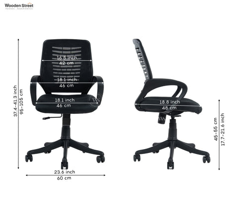 Leo Mid Back Mesh Office Chair (Black)