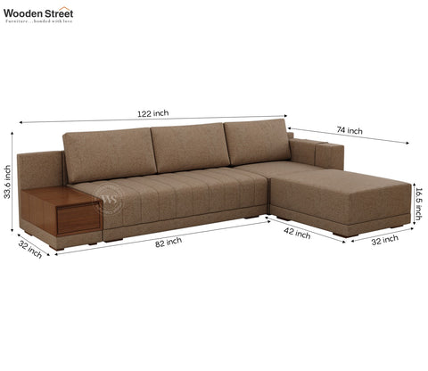 Oasis L-Shape Right Aligned Sectional Sofa (Sand Brown)