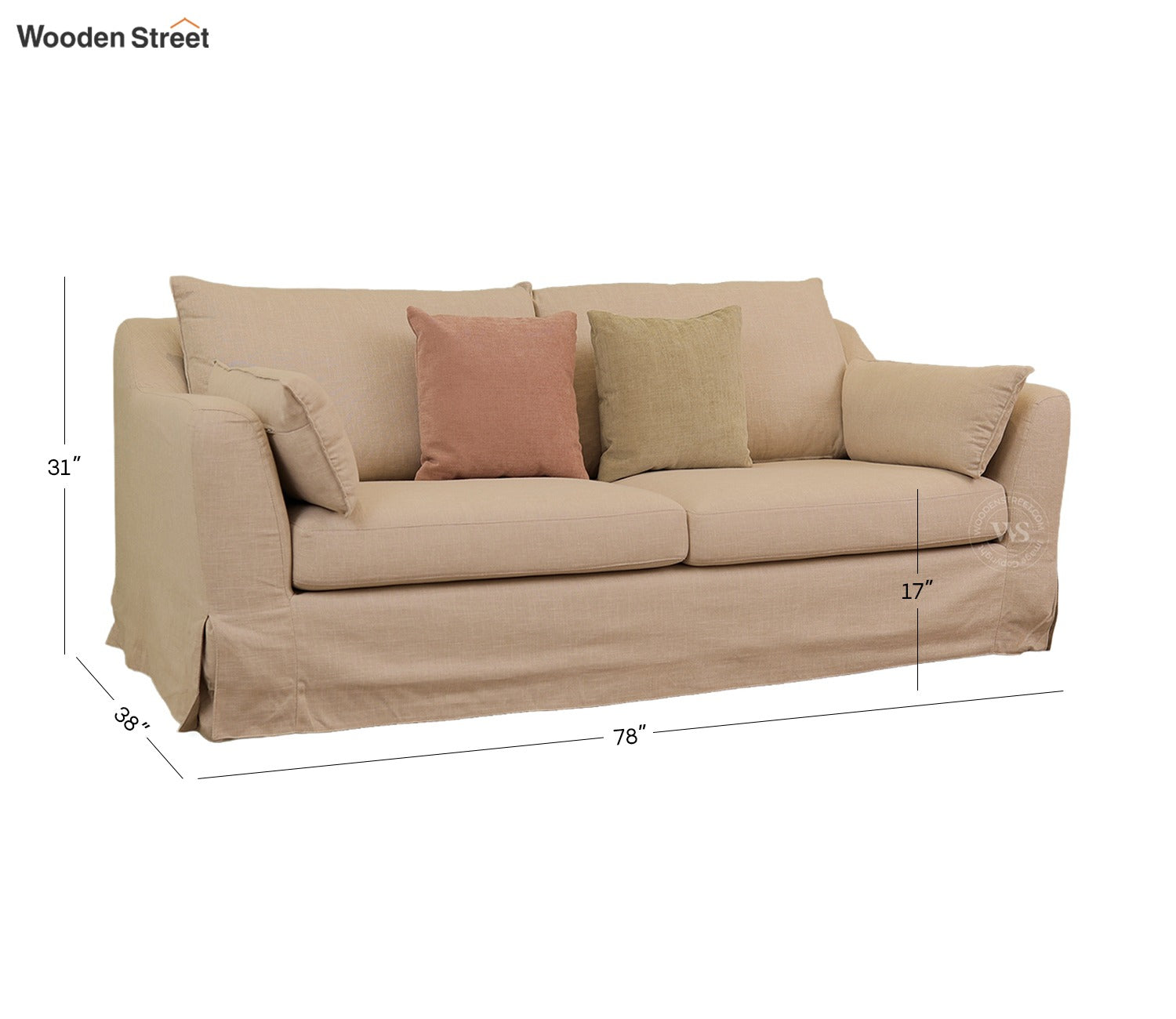 Yana 3 Seater Fabric Sofa (Beach Cream)