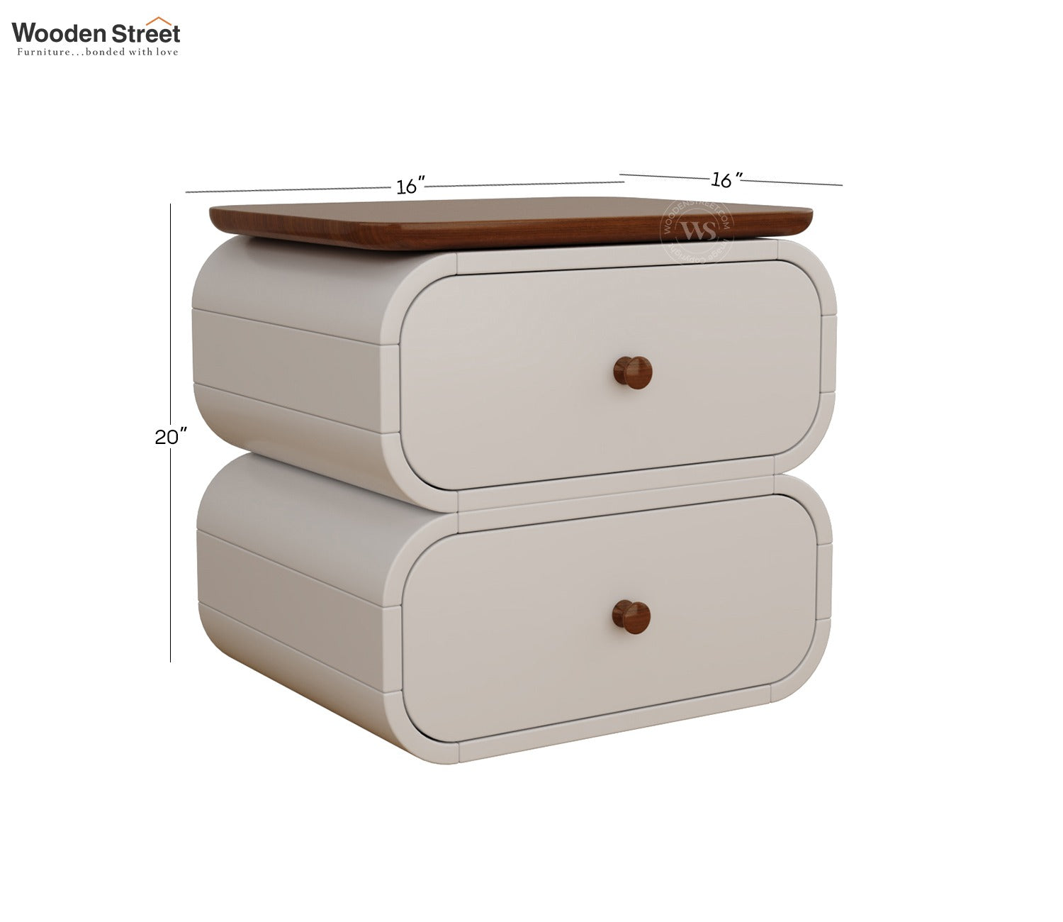 Eclare Modern Bedside Table with Drawer Storage (White Finish)