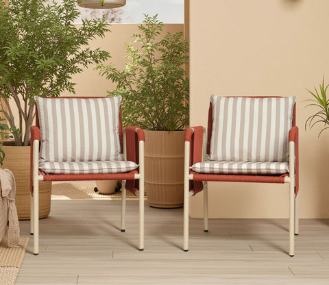 Corsica Rope Outdoor Garden Chairs- Set of 2 (Brick Red)