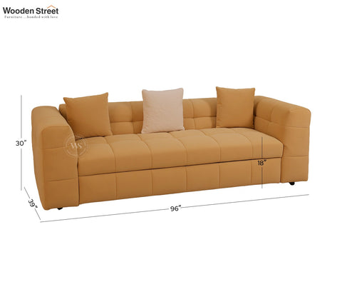 Cinnaro Modern Sofa Cum Bed with Pull Out Conversion and Tufted Design (Yellow)