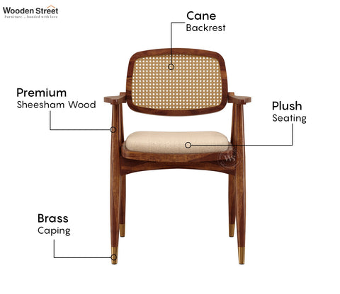 Adira Sheesham Wood Dining Chair- Set of 2 (Teak Finish)