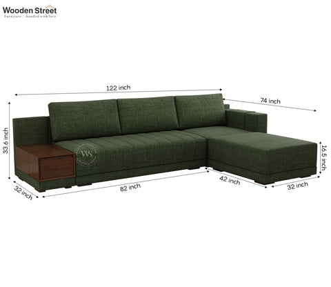 Oasis L-Shape Right Aligned Sectional Sofa (Sage Green)