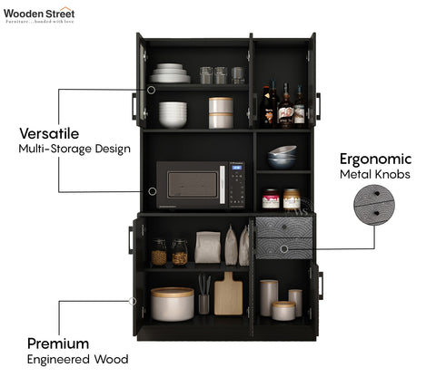 Basilic Engineered Wood Kitchen Cabinet with Textured Front & Ample Storage Space (Scallop Pattern)