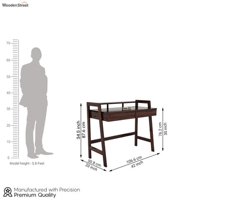 Aurelia Sheesham Wood Study Table (Walnut Finish)