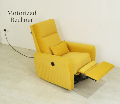Nivaan Suede Rocking Revolving Motorized Recliner R3 (Yellow)