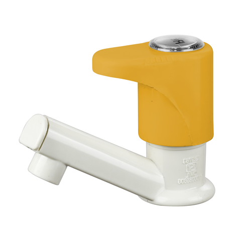 Truliving_Gold Oval Pillar Tap PTMT Faucet White 15 MM orange