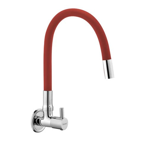Trueliving Modern  Kara Brass Sink Tap with Silicone Red Flexible Spout20 Inches
