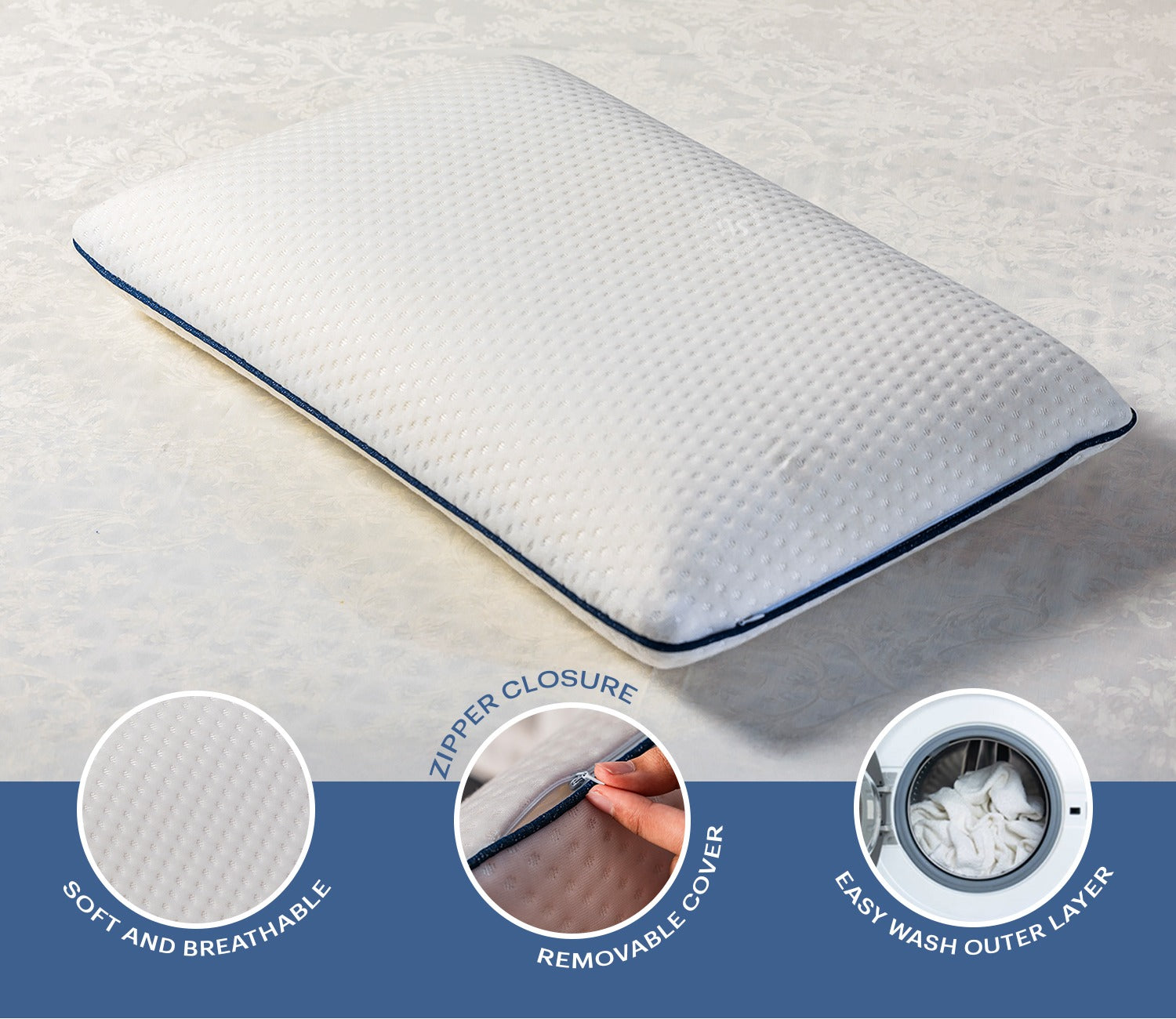 Moonmist Memory Foam Orthopedic Pillow for Neck and Shoulder Pain Relief with Removable Cover (Medium, White)