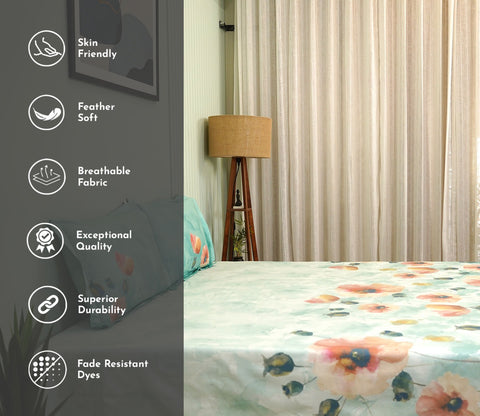 Rosemary Flat Cotton Bed Sheet King Size with 2 Pillow Covers