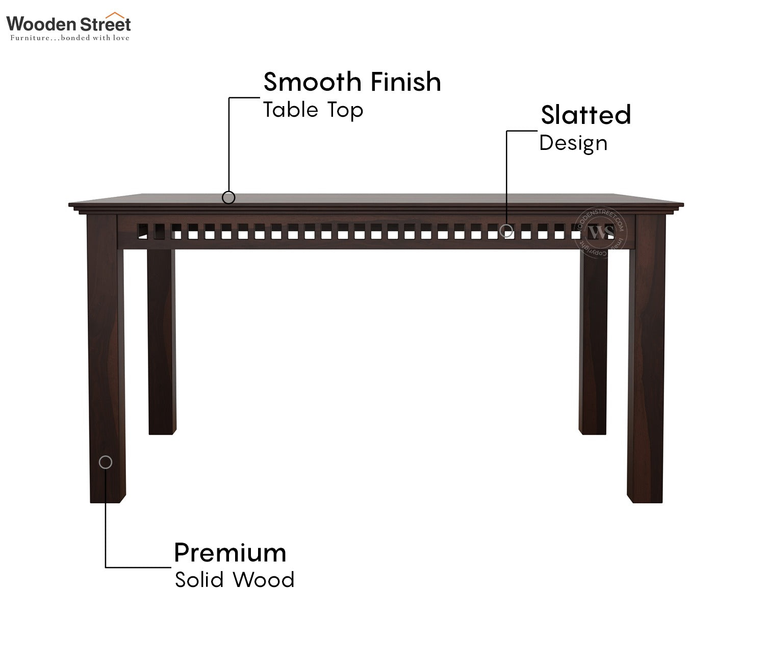 Adolph 6 Seater Dining Table Set  (Walnut Finish)