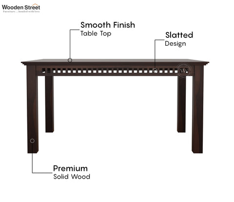 Adolph 6 Seater Dining Table Set  (Walnut Finish)