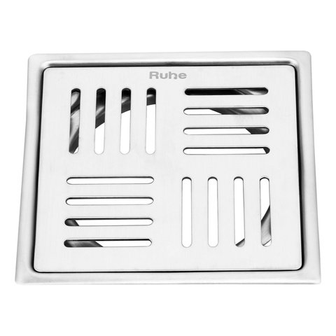 Trueliving_Pluto Silver Square Premium Flat Cut Floor Drain (5 x 5 Inches)