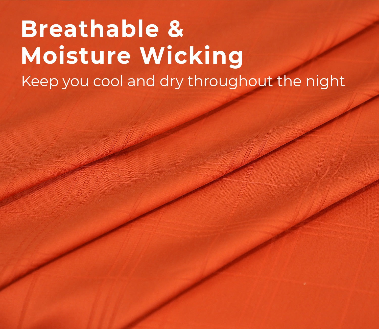 Dobby Checks Organic Bamboo 300 TC 2 Pillowcases and 1 Fitted Bedsheet (Orange, King Size)
