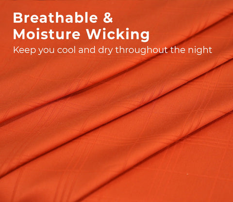 Dobby Checks Organic Bamboo 300 TC 2 Pillowcases and 1 Fitted Bedsheet (Orange, King Size)