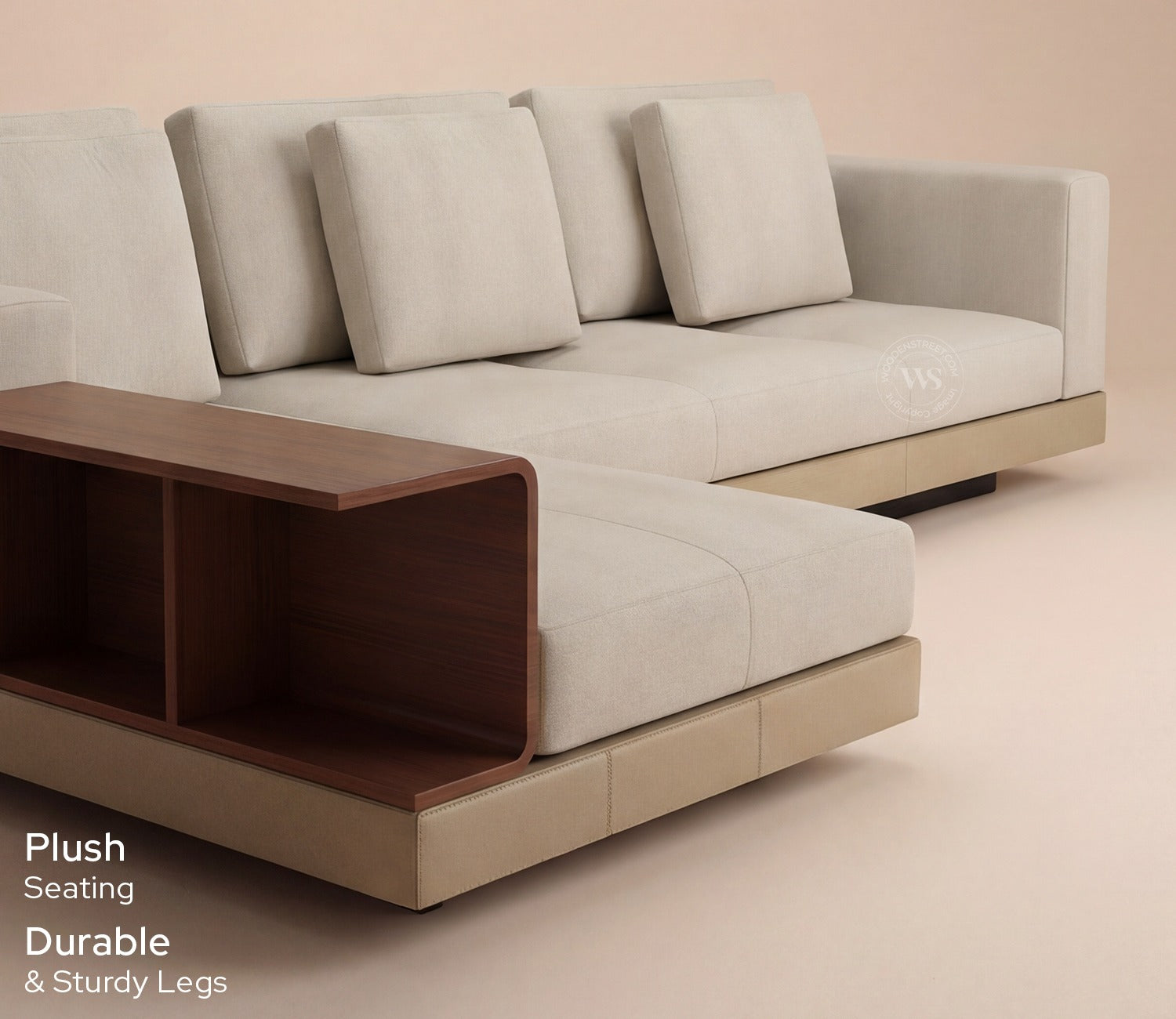 Matrix L-Shape Left Align 5 Seater Premium Sectional Fabric Sofa (Cottage Ivory)