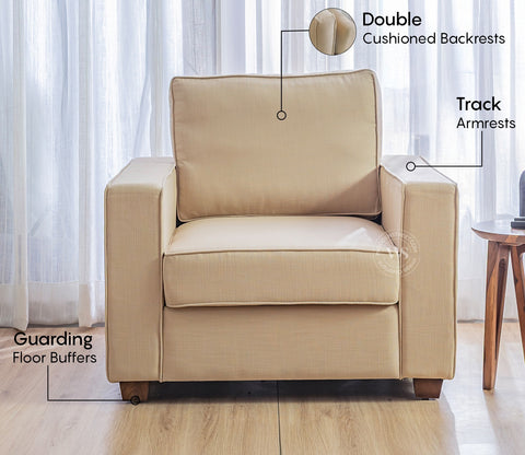 Albus 3+1+1 Seater Fabric Sofa Set (Cotton, Irish Cream)