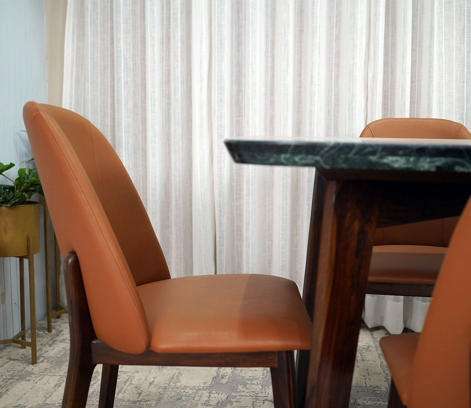 Fressia Fabric Dining Chair (Walnut Finish, Ginger Bread)