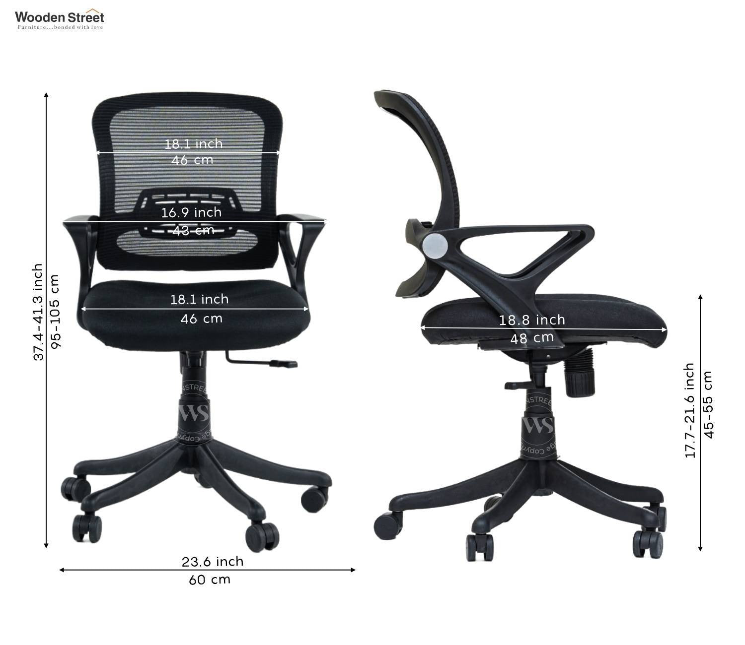 Strydom High Back Mesh Ergonomic Office Chair With Comfortable Seat, Synchro Mechanism & Durable Nylon Base (Black)
