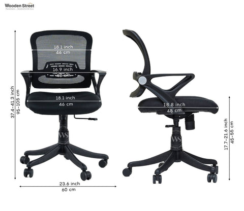 Strydom High Back Mesh Ergonomic Office Chair With Comfortable Seat, Synchro Mechanism & Durable Nylon Base (Black)