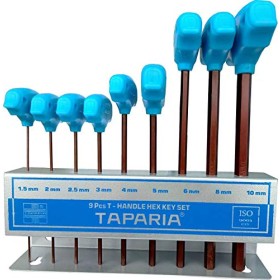 Trueliving_9 Pcs. T - Handle Allen Keys Set Product No.	                              Size     TAKM - 9	        Metal Stand T Handle Allen keys            (1.5, 2, 2.5, 3, 4, 5, 6, 8, 10)