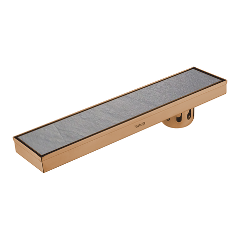 Trueliving Home Brown Tile Insert Shower Drain Channel (24 x 4 Inches) ROSE GOLD PVD Coated