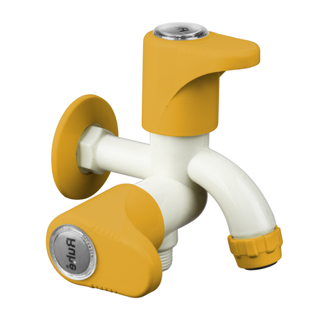 Truliving_Gold Oval Two Way Bib Tap PTMT Faucet 15 MM White orange