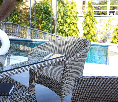 Vatican Wicker Outdoor Garden Table Large (Golden White)