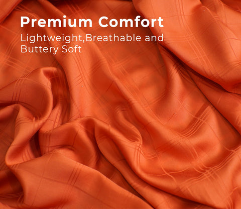 Vegan Dobby Organic Bamboo King Size Bed Sheet with 2 Pillowcases (Orange)