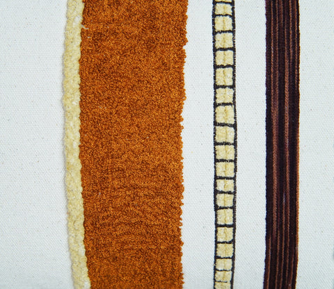 Striped Tasseled Mustard Cotton Cushion Cover -14 x 20