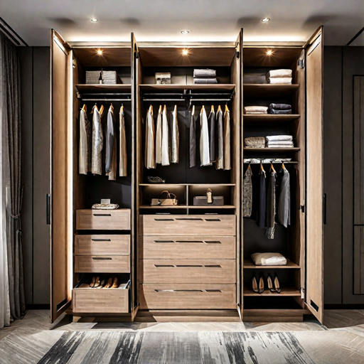 Trueliving 4 Door Walk-in Designer wardrobe Laminated Finish & PU Finish with Drawers (6Ft *2Ft *9Ft -1828.8MM X 609MM X 2743.2MM)