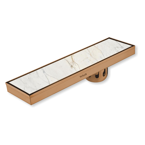 Trueliving Home Brown Tile Insert Shower Drain Channel (12 x 4 Inches) ROSE GOLD PVD Coated