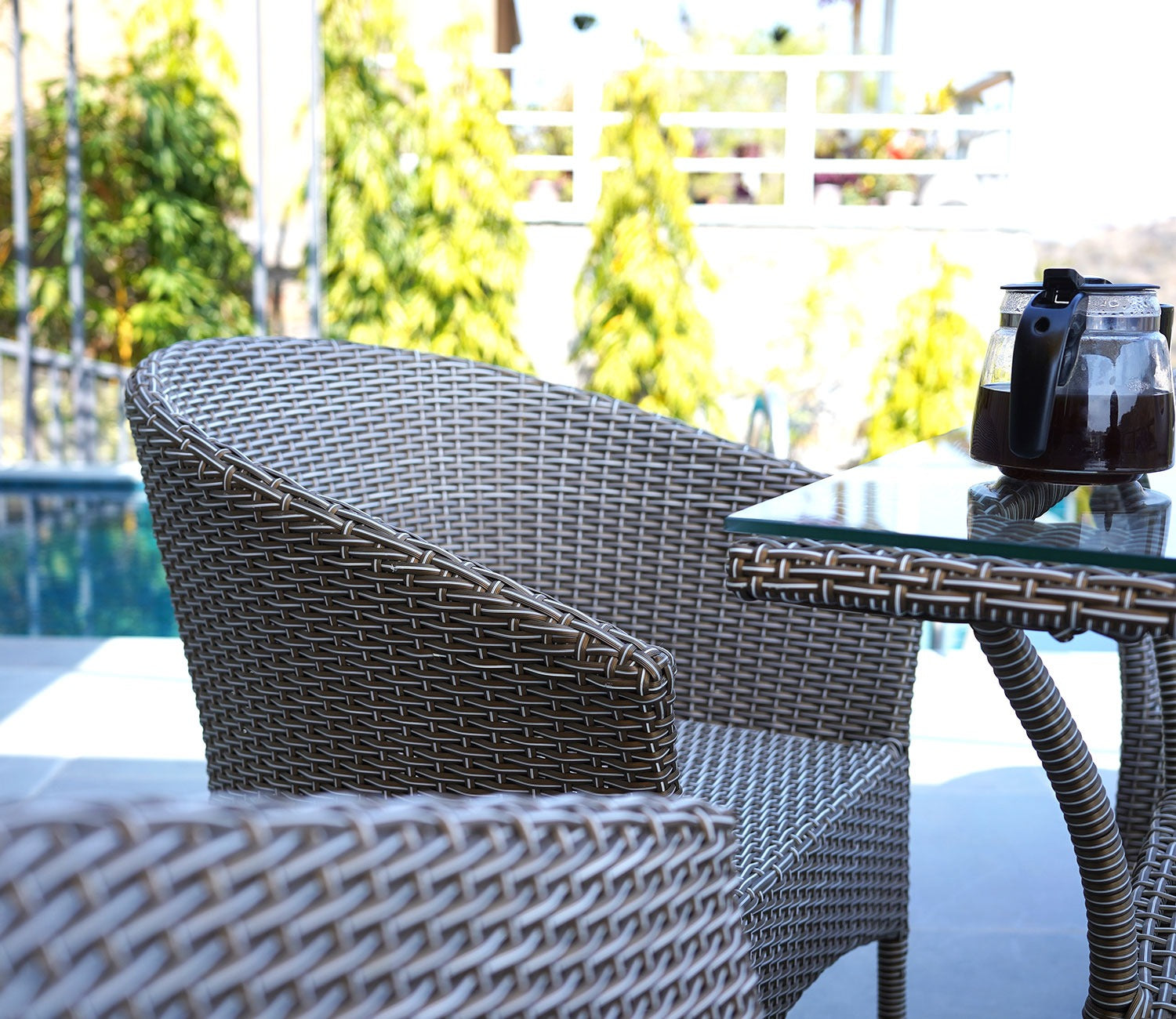 Vatican Wicker Outdoor Garden Chair ( Golden White)