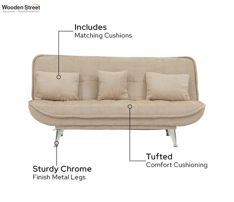 Bastion Premium Upholstery Fabric Sofa cum Bed (Beige)