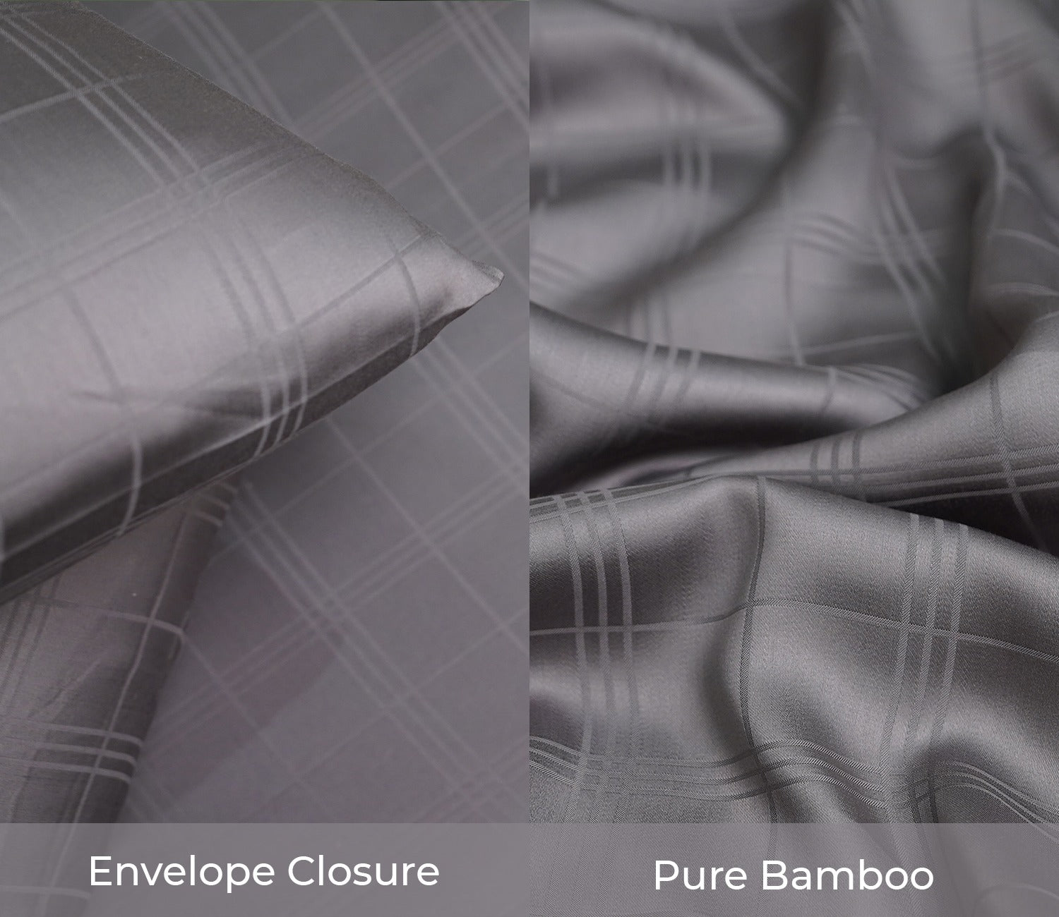 Vegan Dobby Organic Bamboo King Size Bed Sheet with 2 Pillowcases (Charcoal Grey)