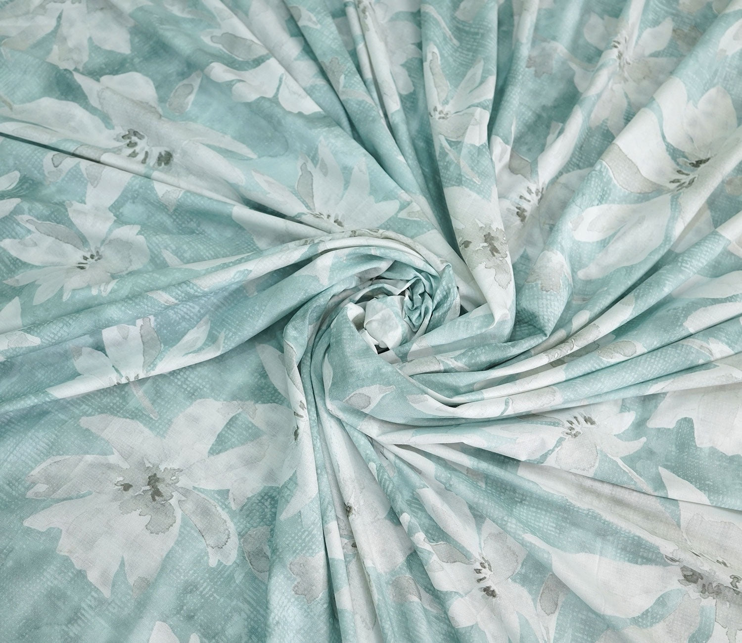 Blossom Flat Cotton Bed Sheet King Size with 2 Pillow Covers (Blue)