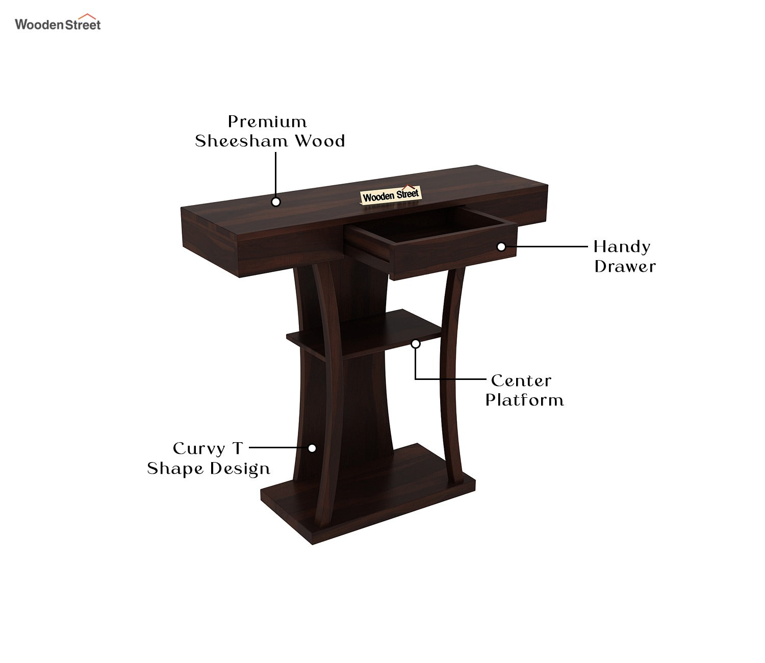 Sirin Console Table (Walnut Finish)