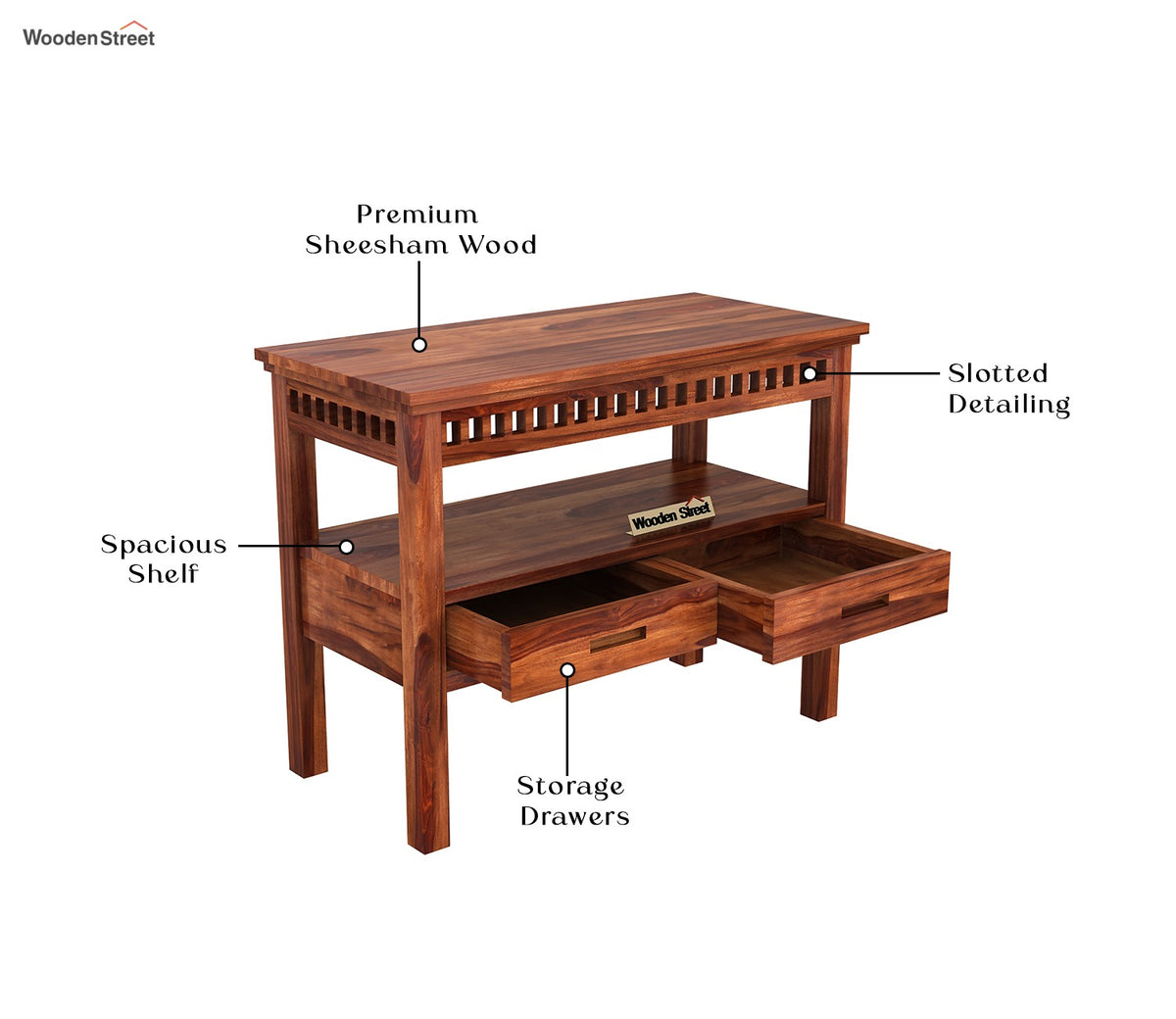 Adolph Console Table With Storage (Honey Finish)