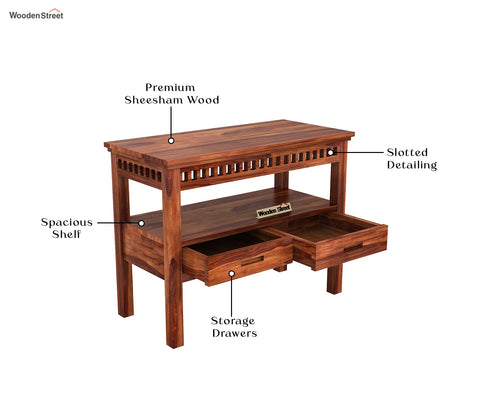 Adolph Console Table With Storage (Honey Finish)