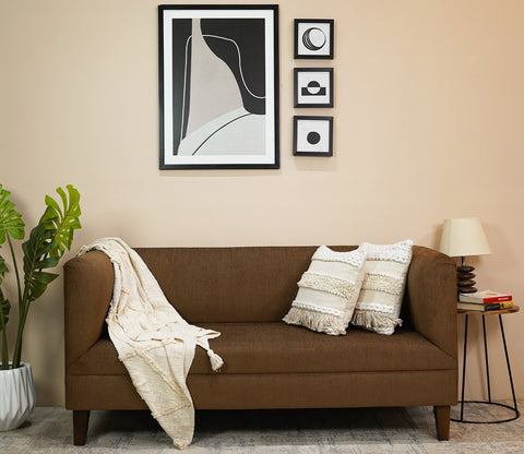 Dexter 3 Seater Fabric Sofa (Cotton, Mocha Brown)