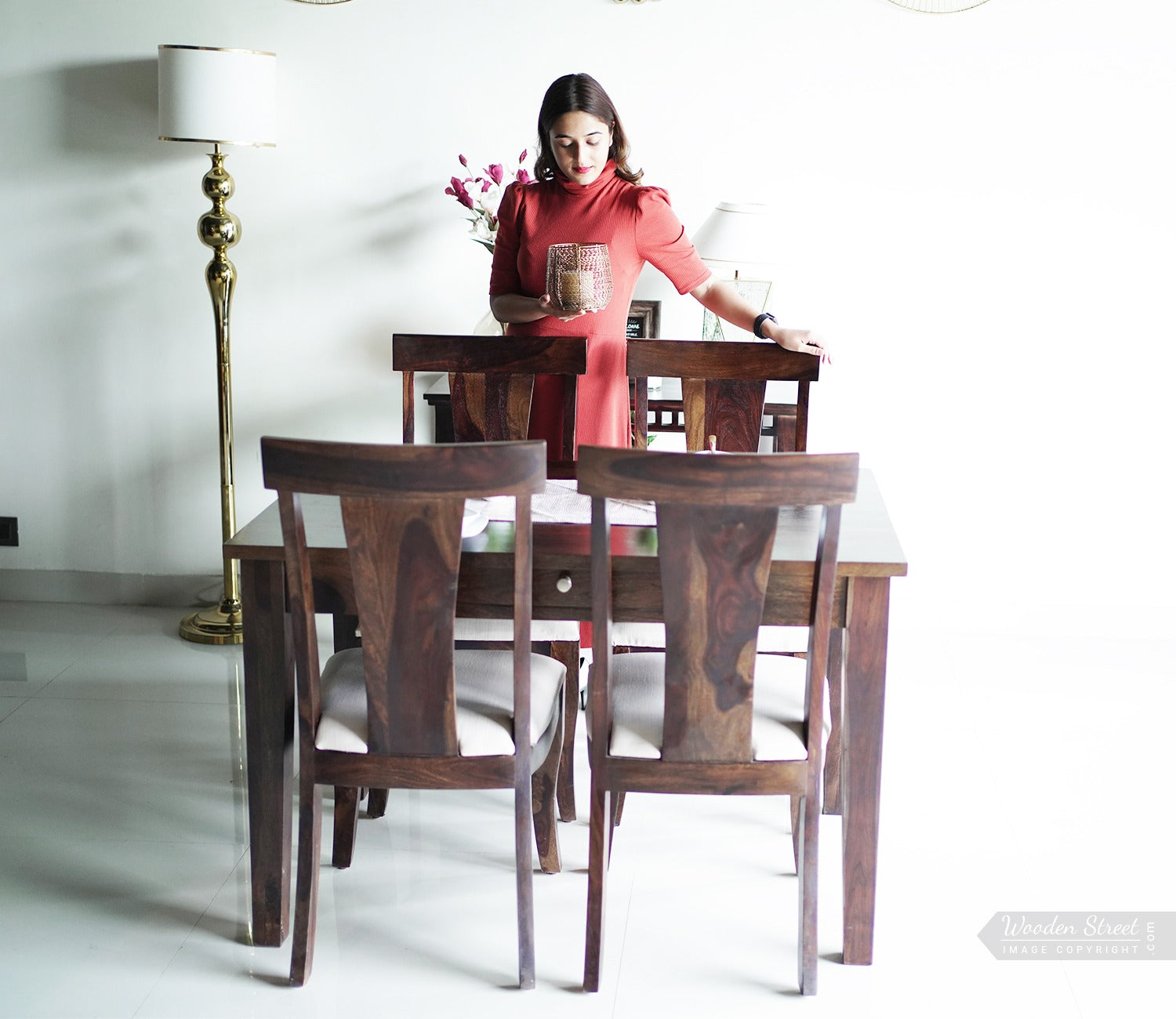 Mcbeth - Sofie Compact Wooden Dining Table 4 Seater (Walnut Finish)