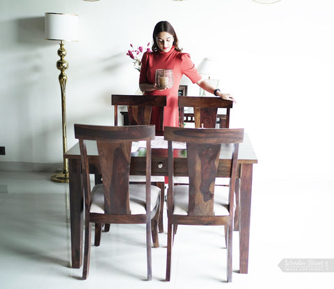 Mcbeth - Sofie Compact Wooden Dining Table 4 Seater (Walnut Finish)