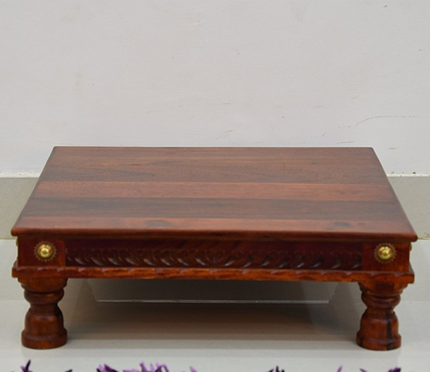 Brown And Gold Wooden Chowki