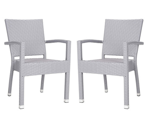 Silver Grey Rattan And Wicker Patio Chair (Set Of 2)