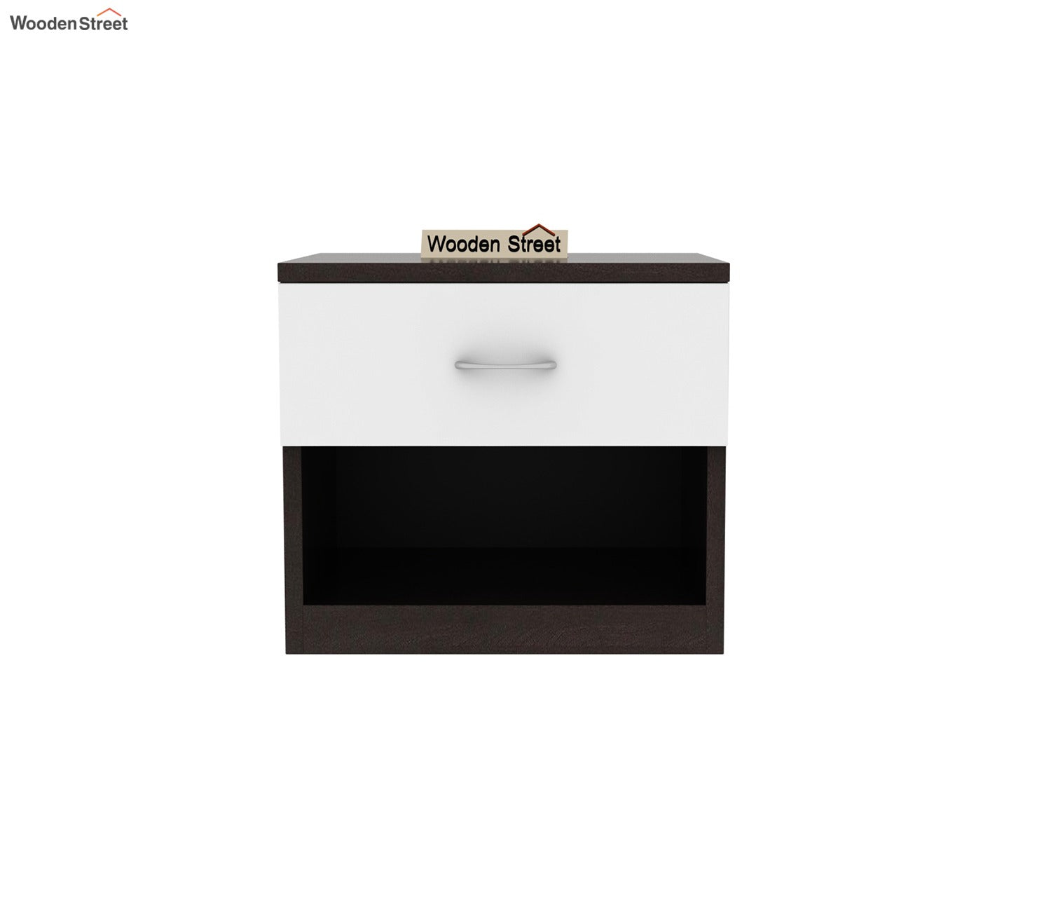 Drewno Bedside Table (Flowery Wenge-Frosty White Finish)